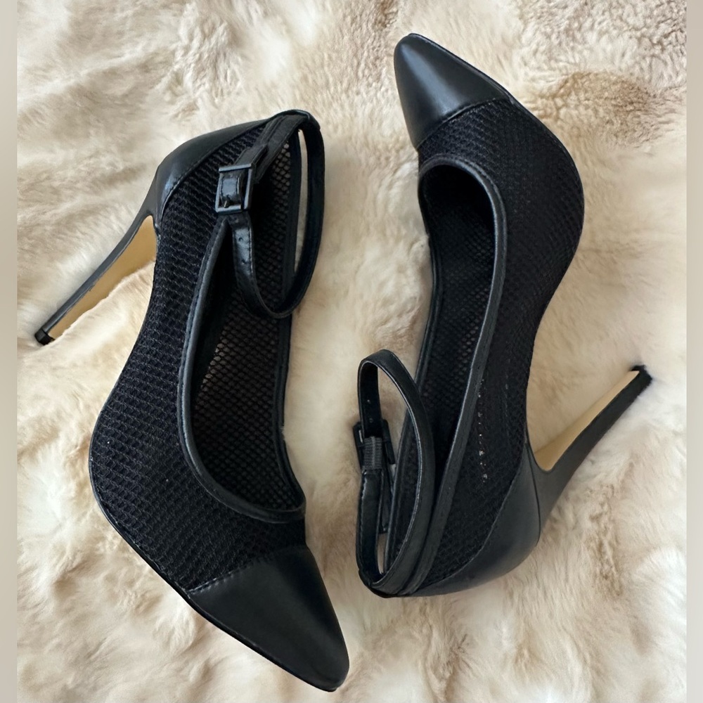 BCBGeneration Black Mesh Heels